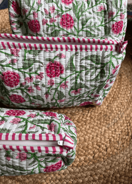 Block Printed Quilted Multiutility Bag- Set of 3