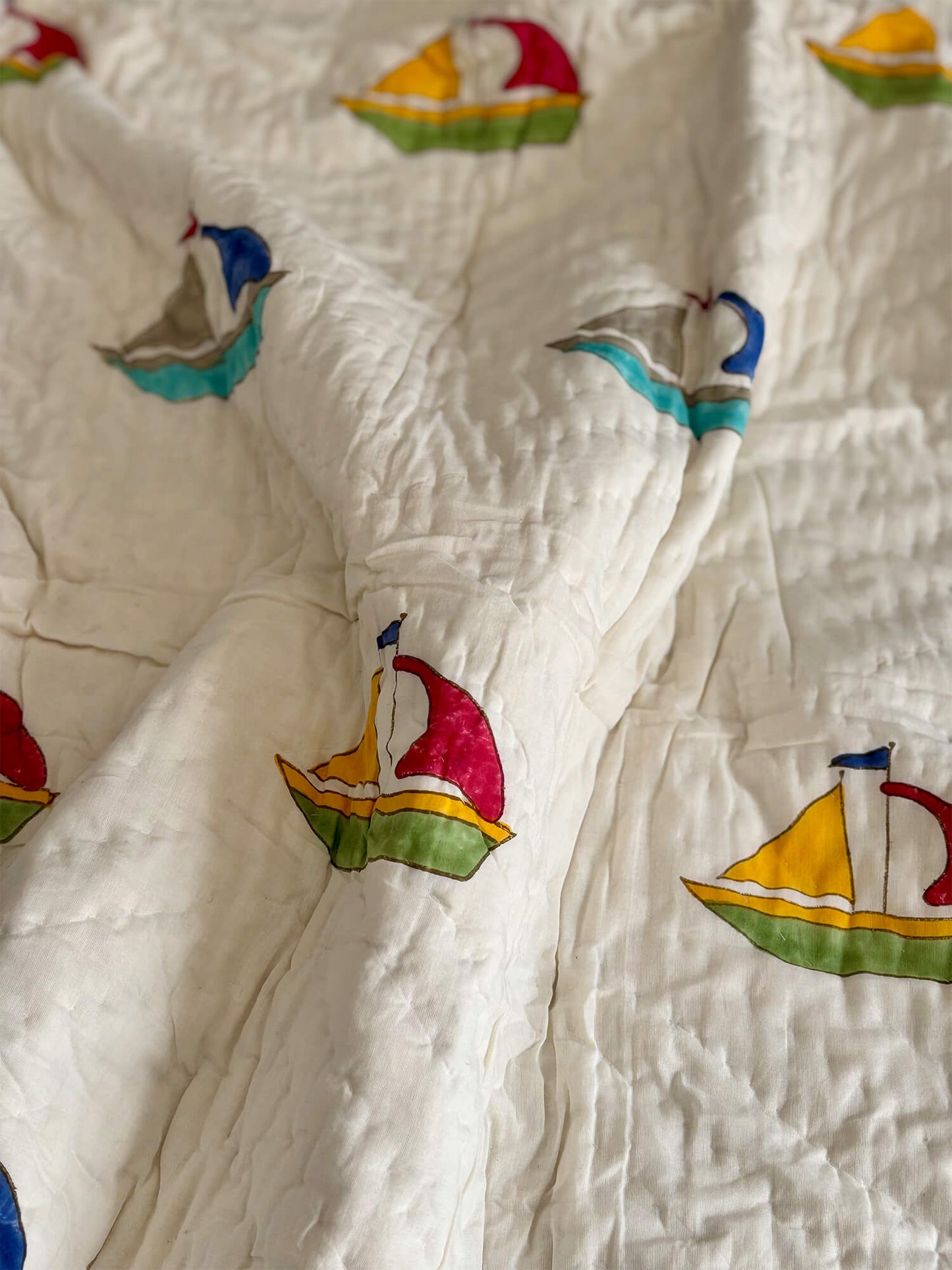 Sailors Boat Muslin Baby Quilt