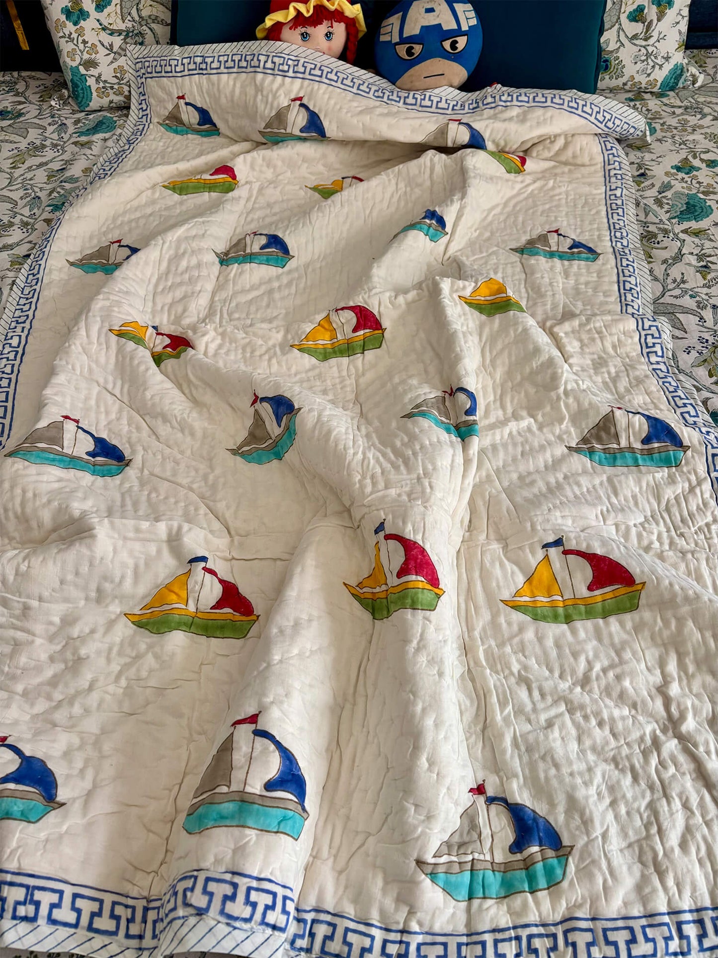 Sailors Boat Muslin Baby Quilt