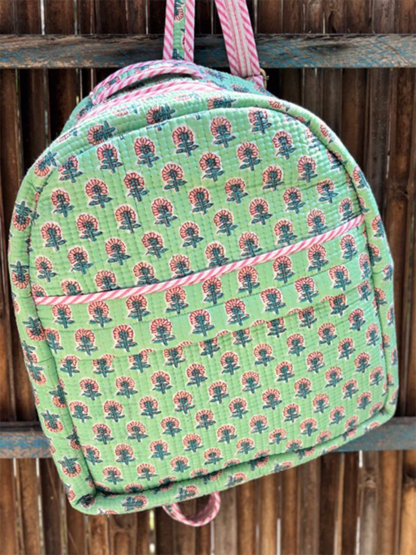 Handblock Quilted Backpack – Lightweight & Stylish