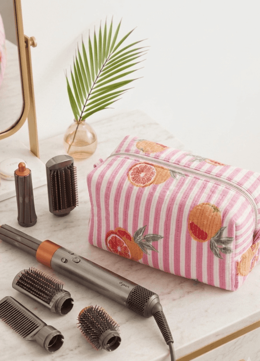 Blockprint Dyson Airwrap Organizer Bag - Pink