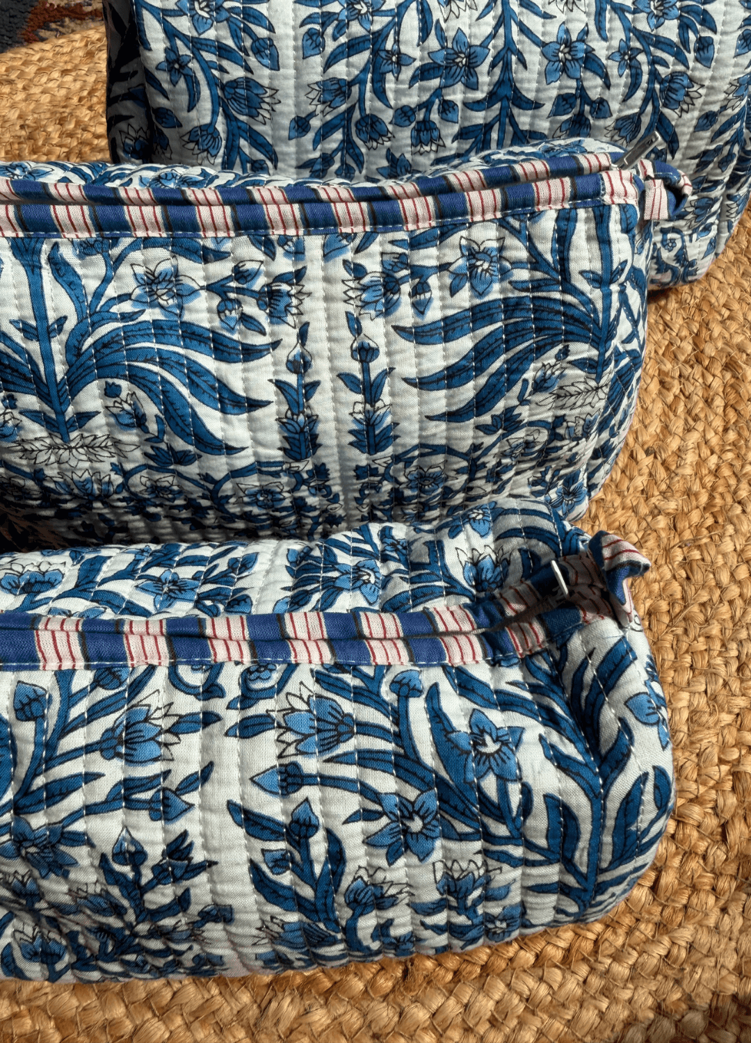 Block Printed Quilted Multiutility Bag- Set of 3