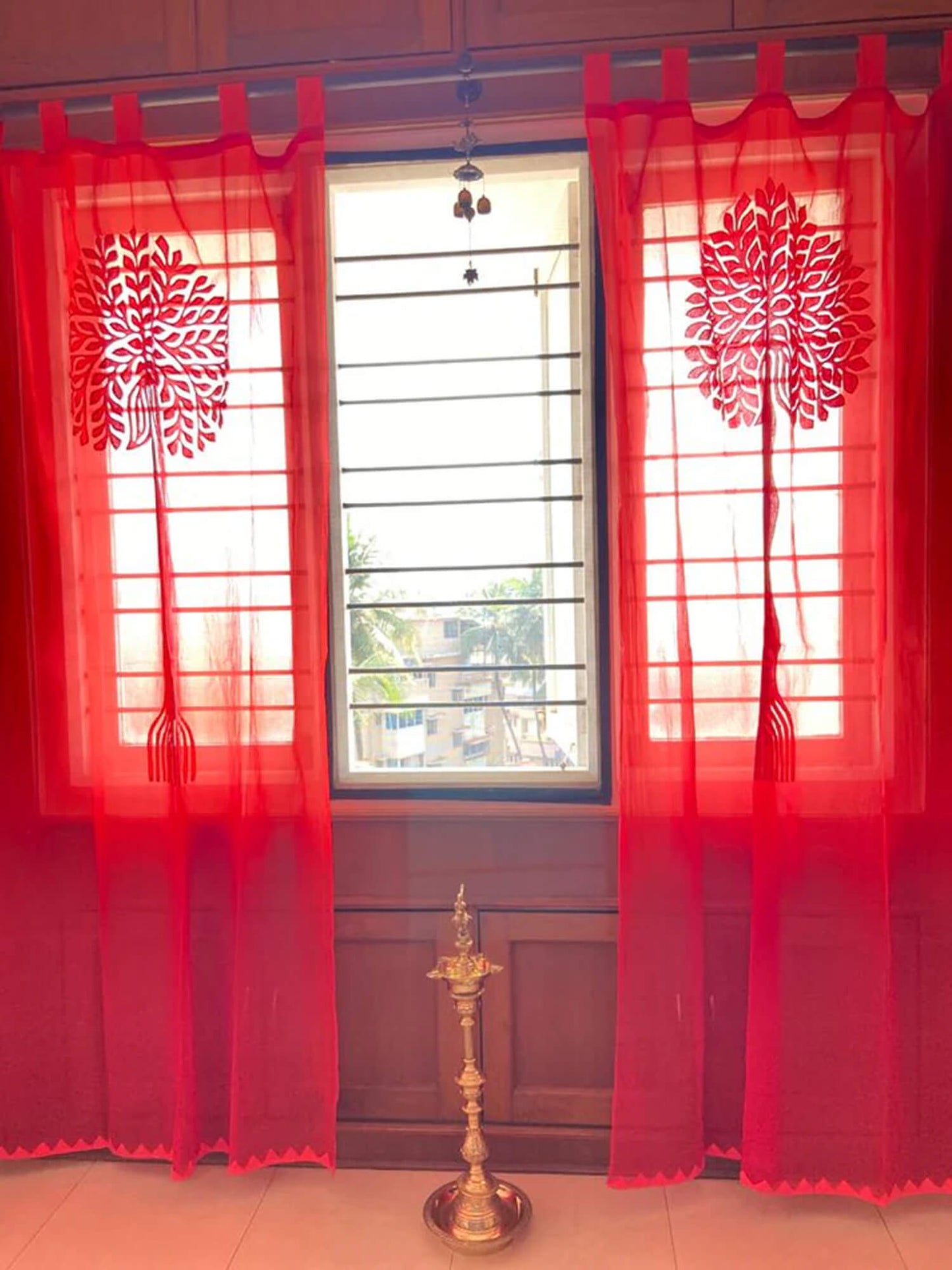 Tree of Life Curtain – Red Applique