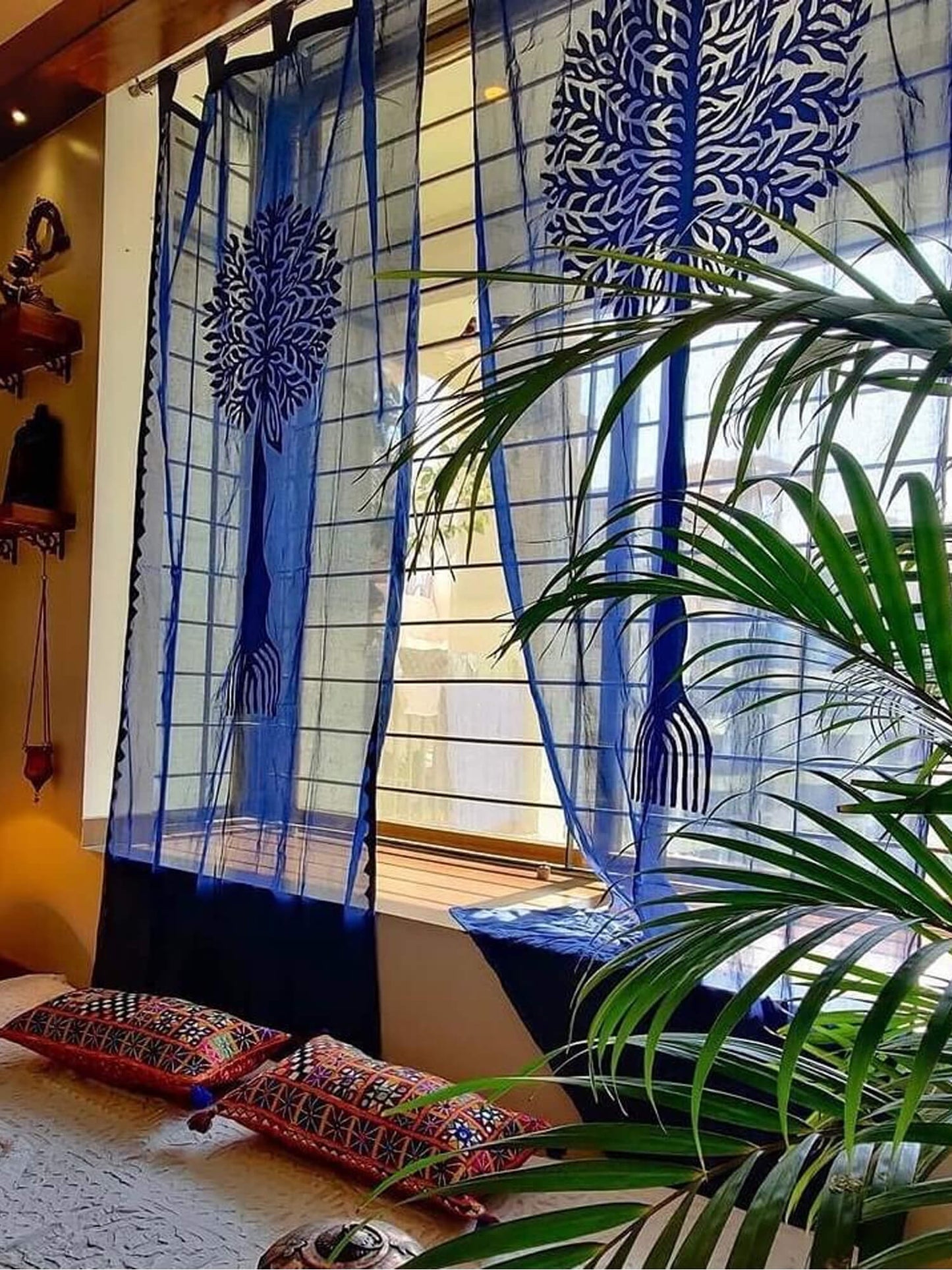 Tree of Life Curtain – Blue Applique