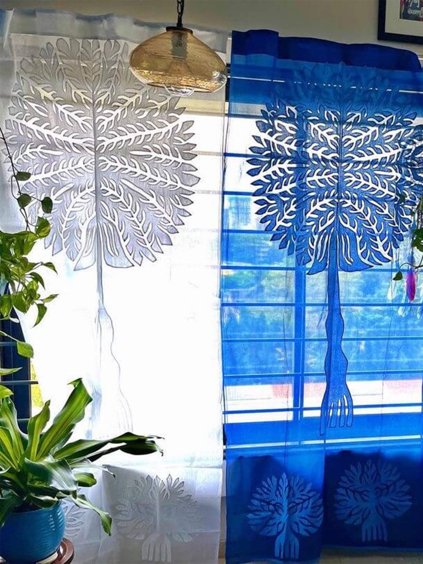 Tree of Life Curtain - White Applique