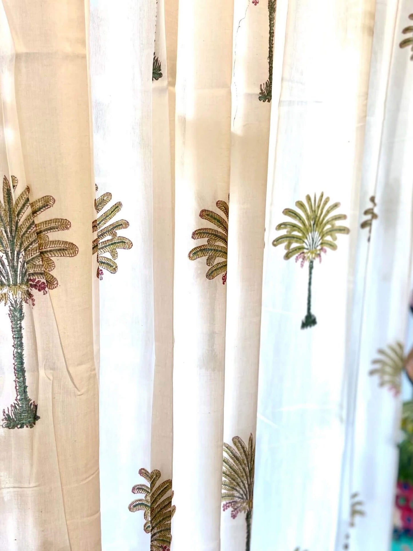 Block Print Curtain – Palm Green