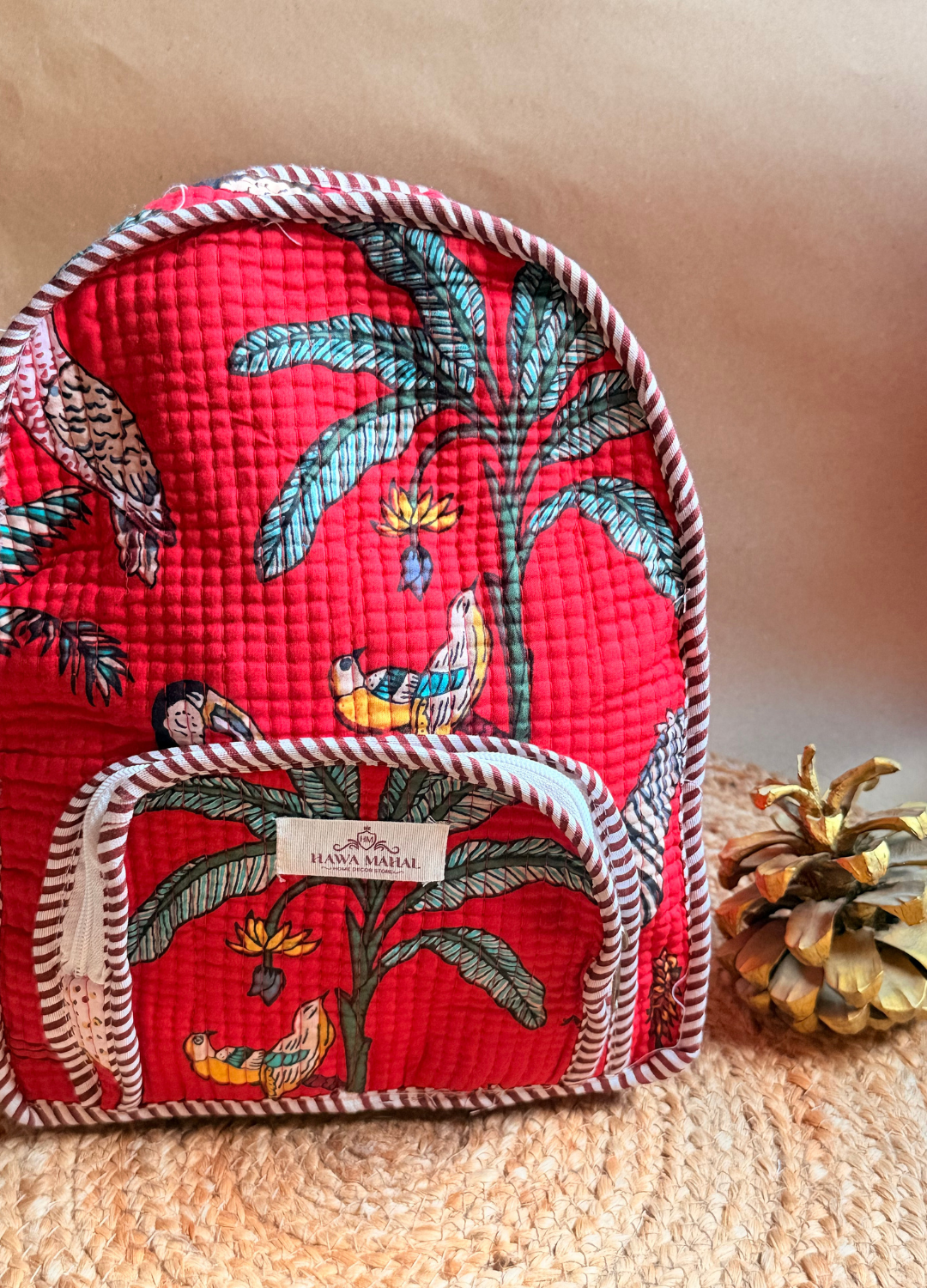 Quilted Small Backpack - Red