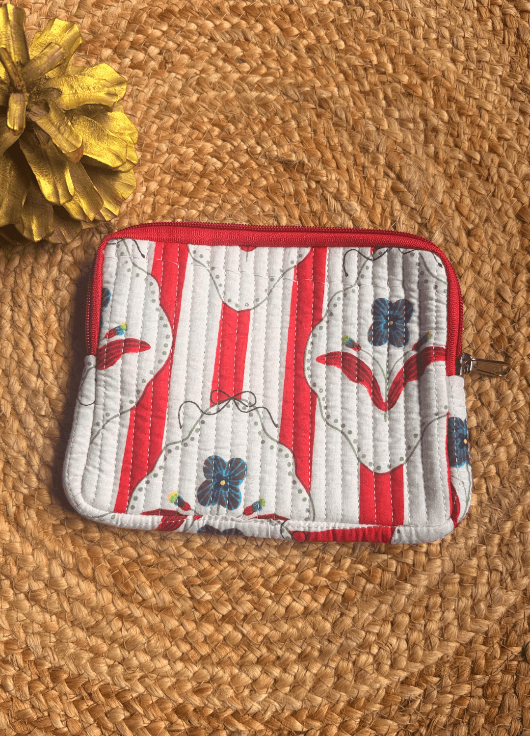 Handblock Quilted Flat Pouch