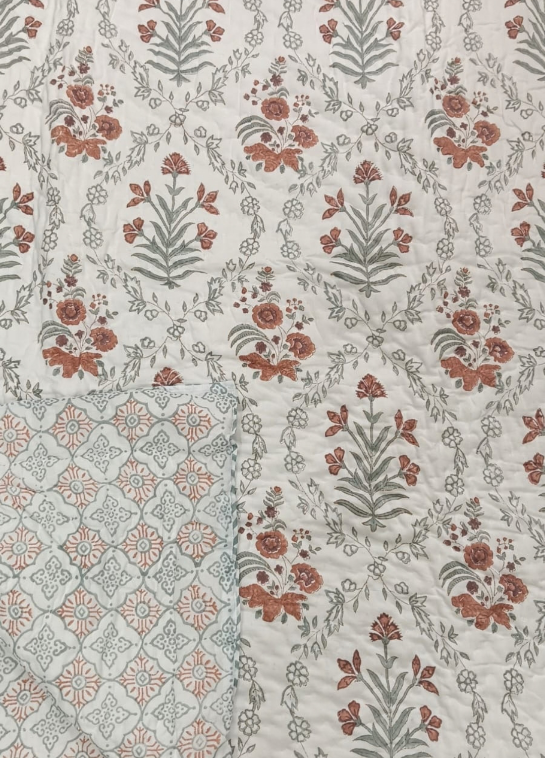 Handblock Printed Reversible Mulmul Cotton Quilt - Set of 2 Single Quilt (60 x 90 inch)