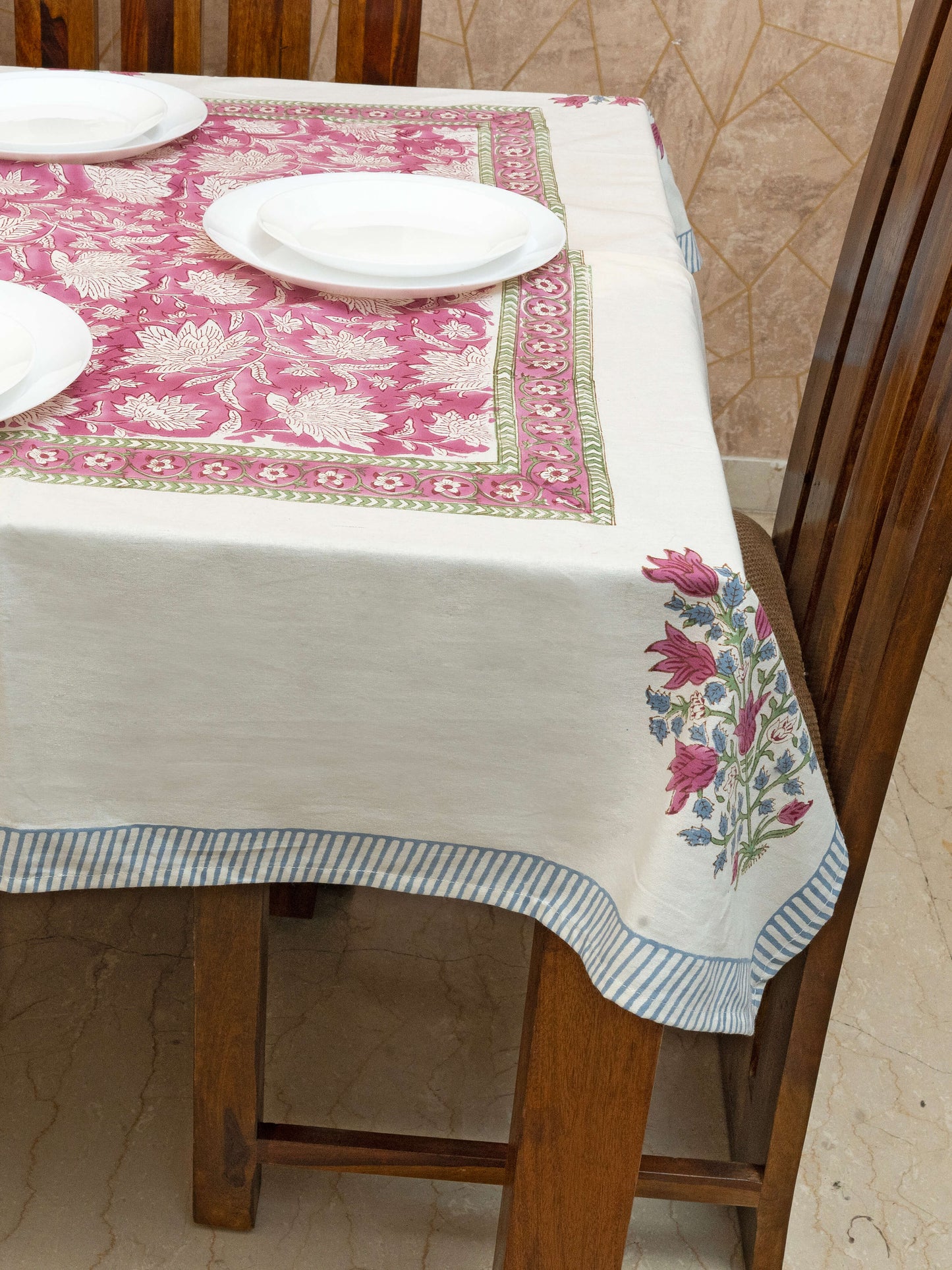 Hunar Bagh Collection - Hand Block Printed Canvas Table Cover – 60x90 inches