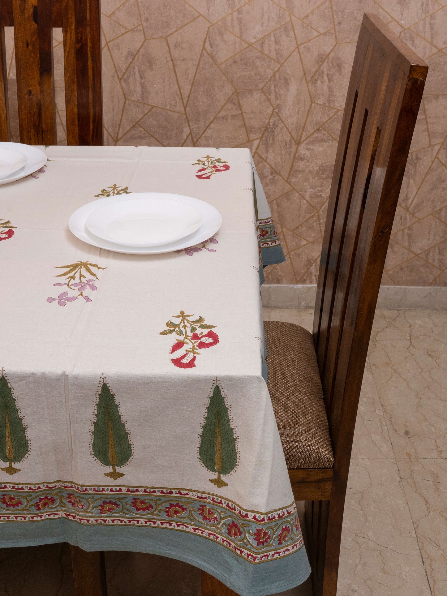 Phool Bagh Collection - Hand Block Printed Canvas Table Cover – 60x90 inches