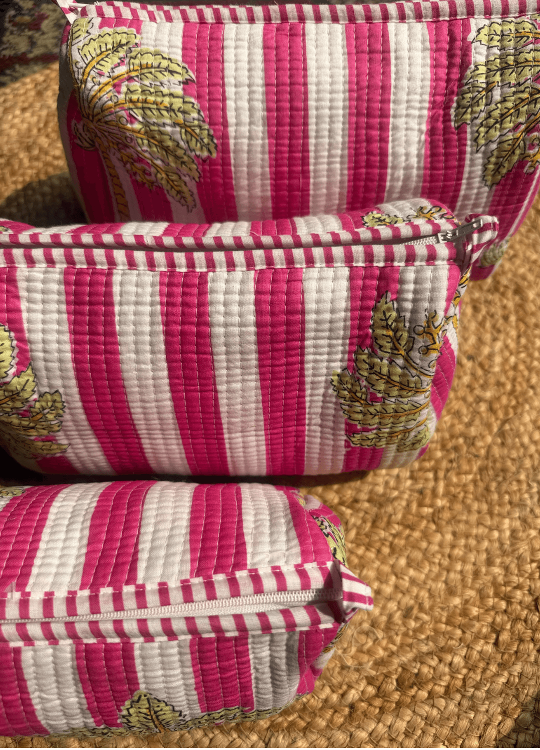 Block Printed Quilted Multiutility Bag- Set of 3