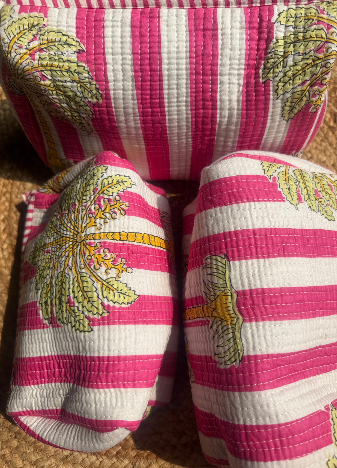 Block Printed Quilted Multiutility Bag- Set of 3