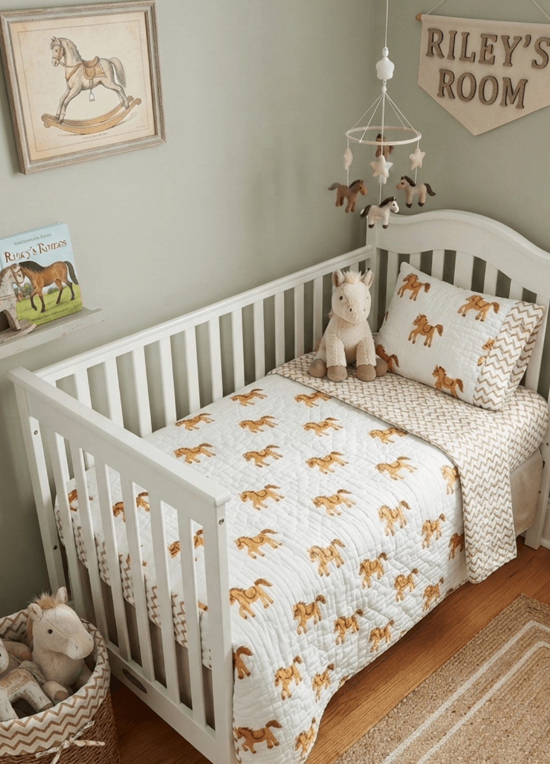 Kids Reversible Mulmul Quilt- Horse
