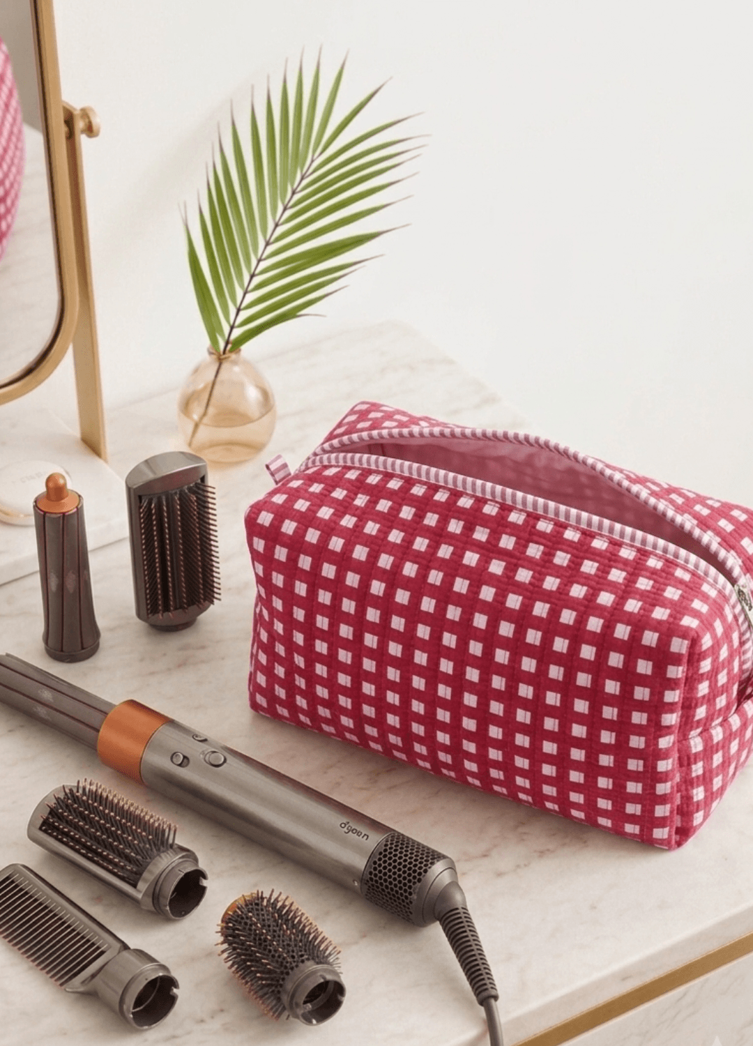 Blockprint Dyson Airwrap Organizer Bag - Pink
