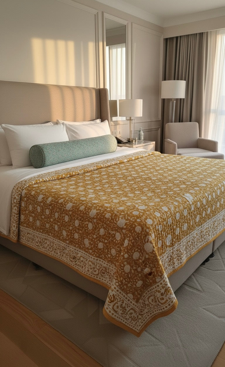 Handblock Printed Reversible Mulmul Cotton Quilt - Double (90 x 108 inch)