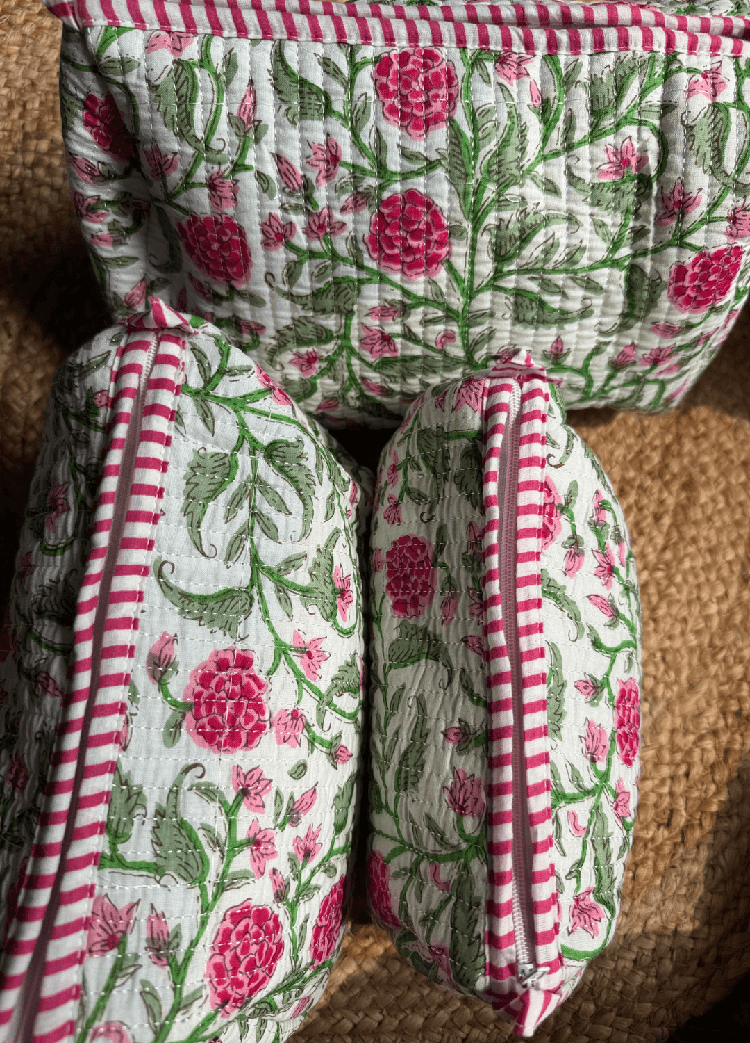 Block Printed Quilted Multiutility Bag- Set of 3