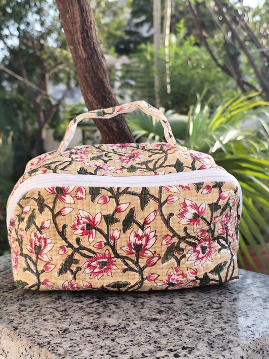 Handblock Quilted Vanity Pouch