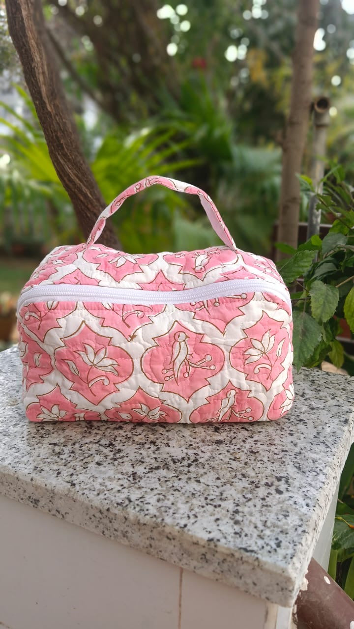 Handblock Quilted Vanity Pouch