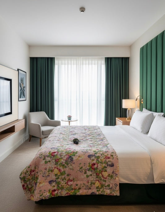 Fulwari Collection - Handblock Printed Reversible Mulmul Cotton Quilt - Double (90 x 108 inch) (Copy)