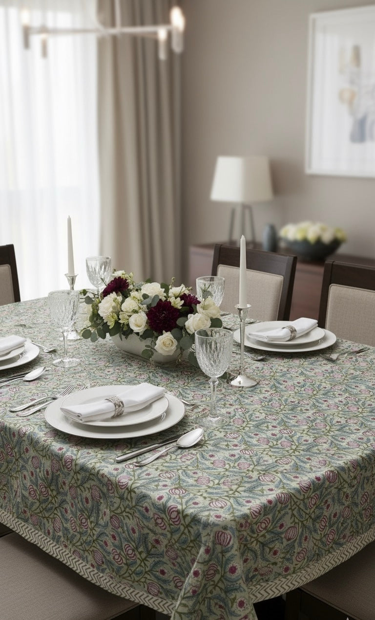 Hand Block Printed Canvas Table Cover – 60x90 inches