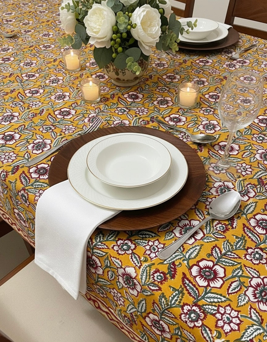 Hand Block Printed Canvas Table Cover – 60x90 inches