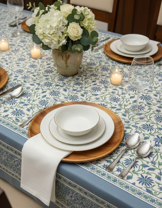 Hand Block Printed Canvas Table Cover – 60x90 inches