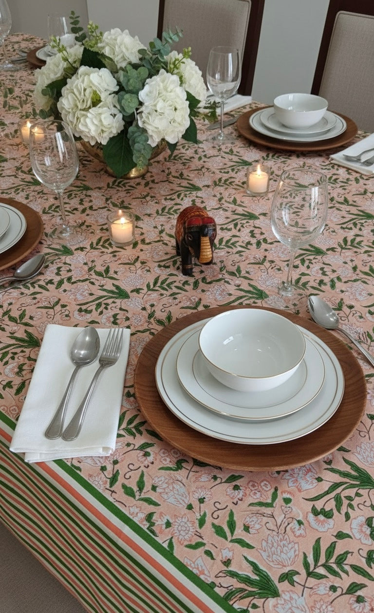 Hand Block Printed Canvas Table Cover – 60x90 inches