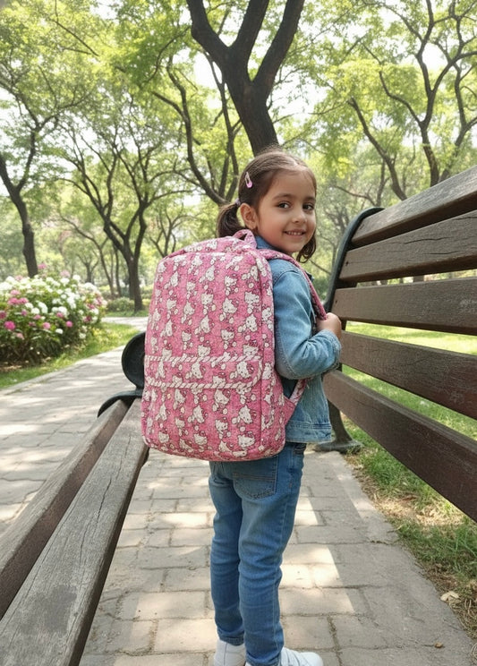 Hello Kitty Handblock Quilted Backpack – Lightweight & Stylish Bag