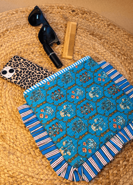 Handblock Quilted Flurry Pouch
