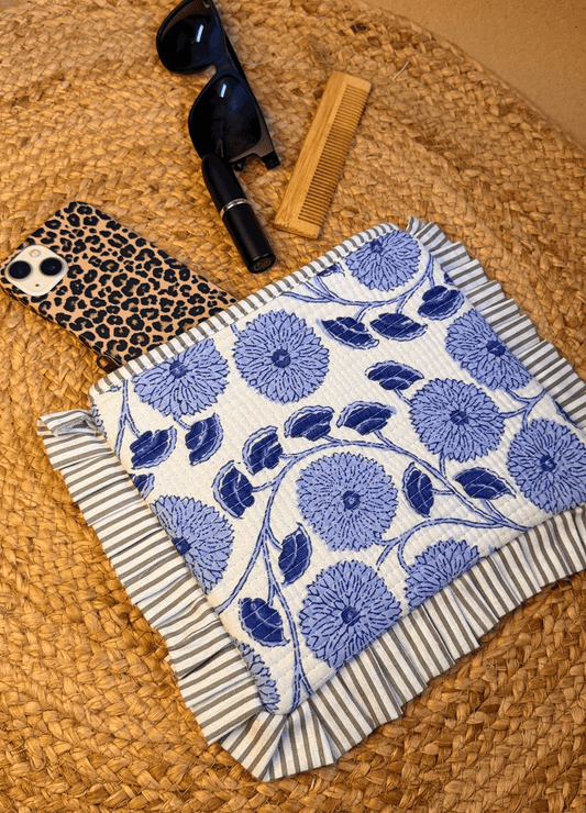 Handblock Quilted Flurry Pouch