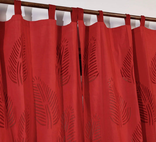 Applique Curtains - Red Leaves