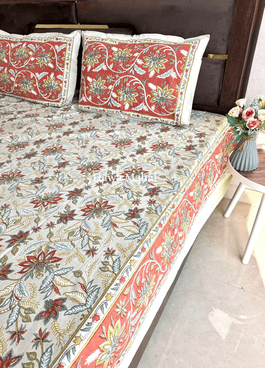 Rajputana Collection - Cotton Bedsheet with Pillow Covers (100 x 108 inches)