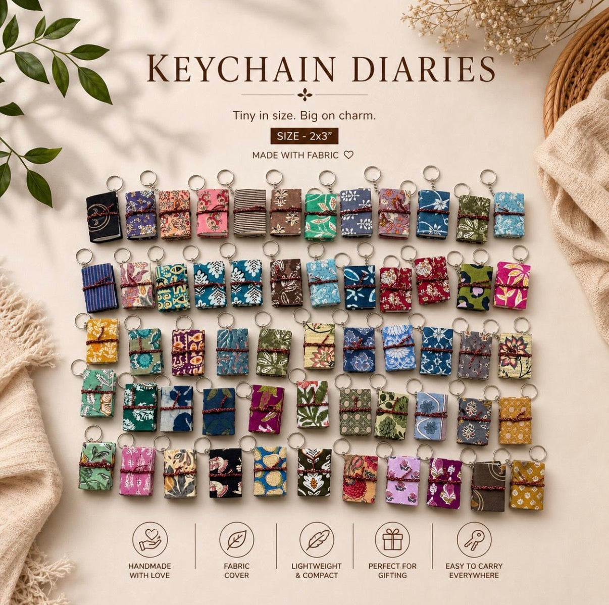 BLOCK PRINTED KEYCHAIN DIARIES - SET OF 2