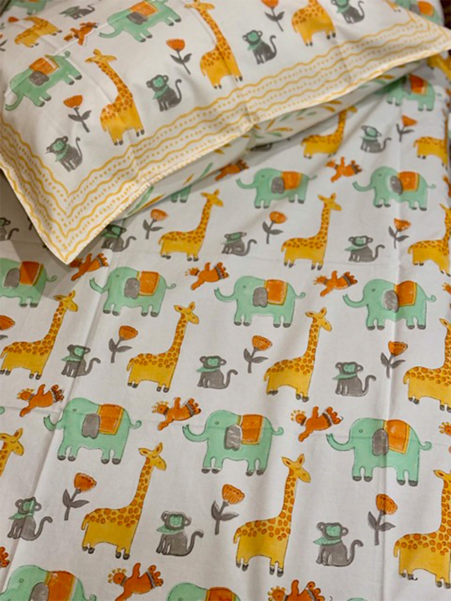 Handblock Kids Single Bedsheet – Jungle