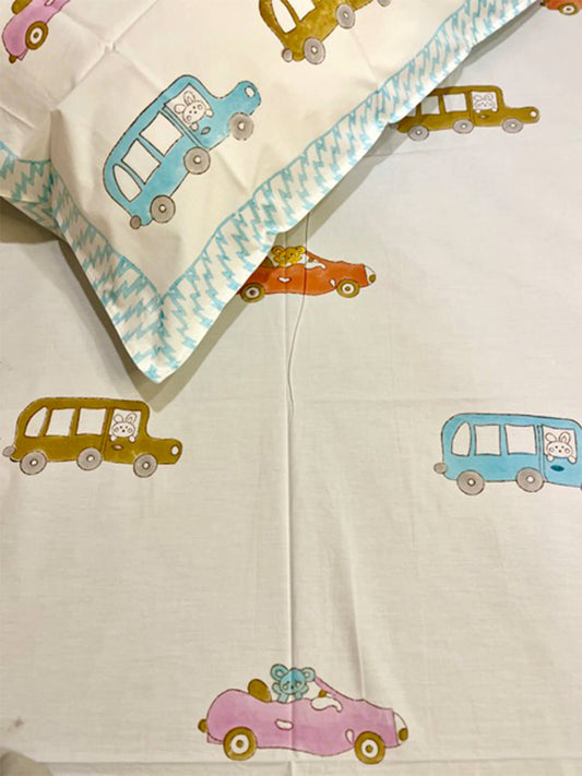 Handblock Kids Single Bedsheet – Cars