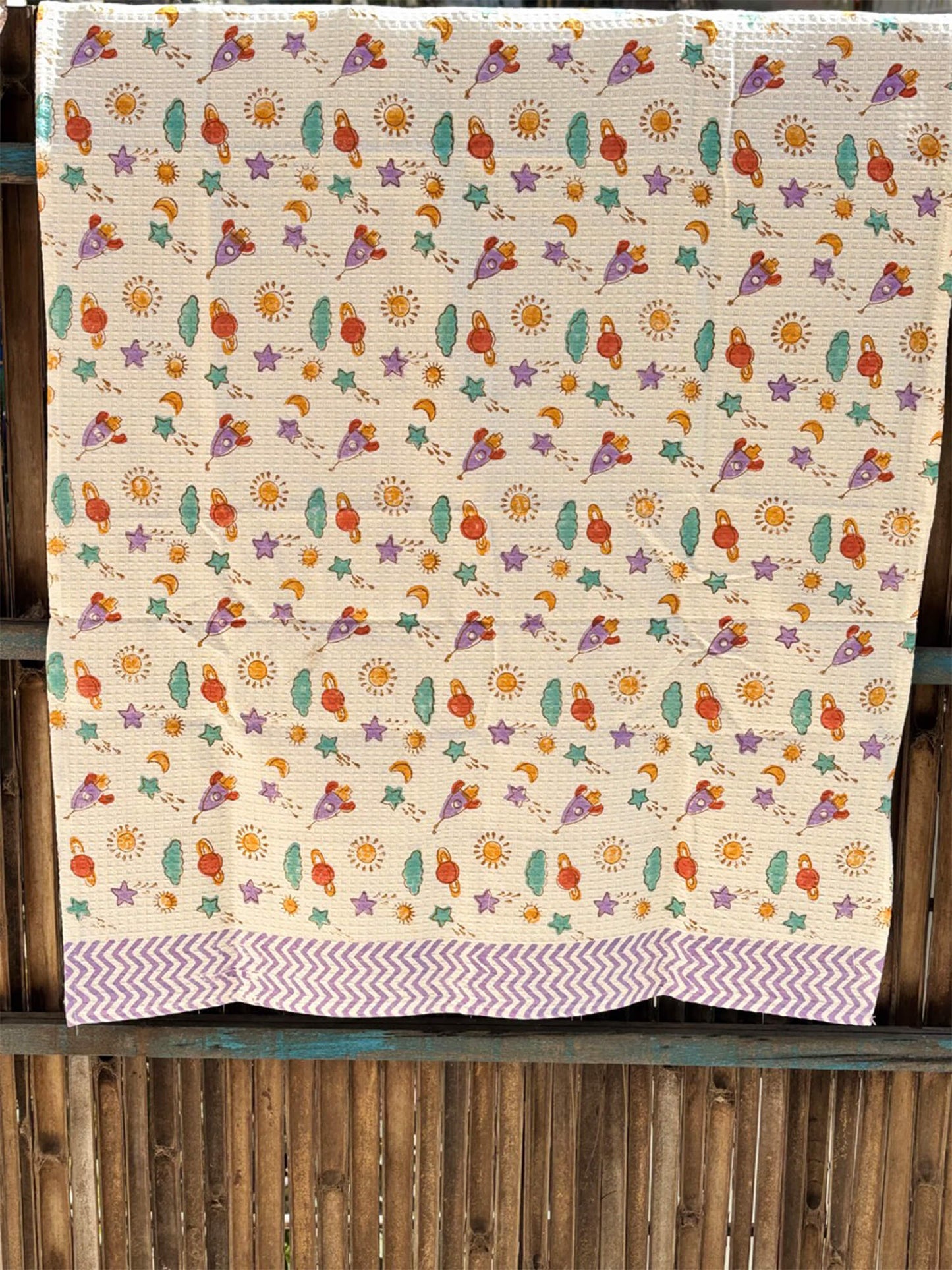 Hand Block Printed Kids Bath Towel – Soft & Quick-Drying