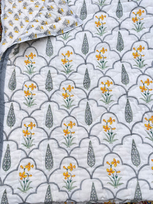 Meera Bagh Collection - Matching Double Bed Quilt & Bedsheet Set