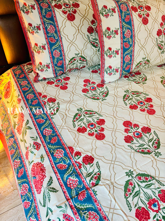 Rajputana Collection - Superking Cotton Bedsheet with Pillow Covers (108 x 108 inches)
