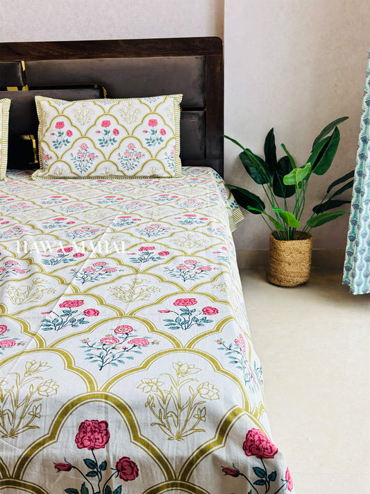 Rajputana Collection - Super King Cotton Bedsheet with Pillow Covers (108 x 108 inches)