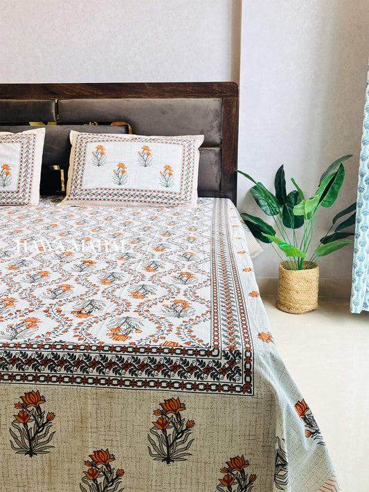Rajputana Collection - Super King Cotton Bedsheet with Pillow Covers (108 x 108 inches)