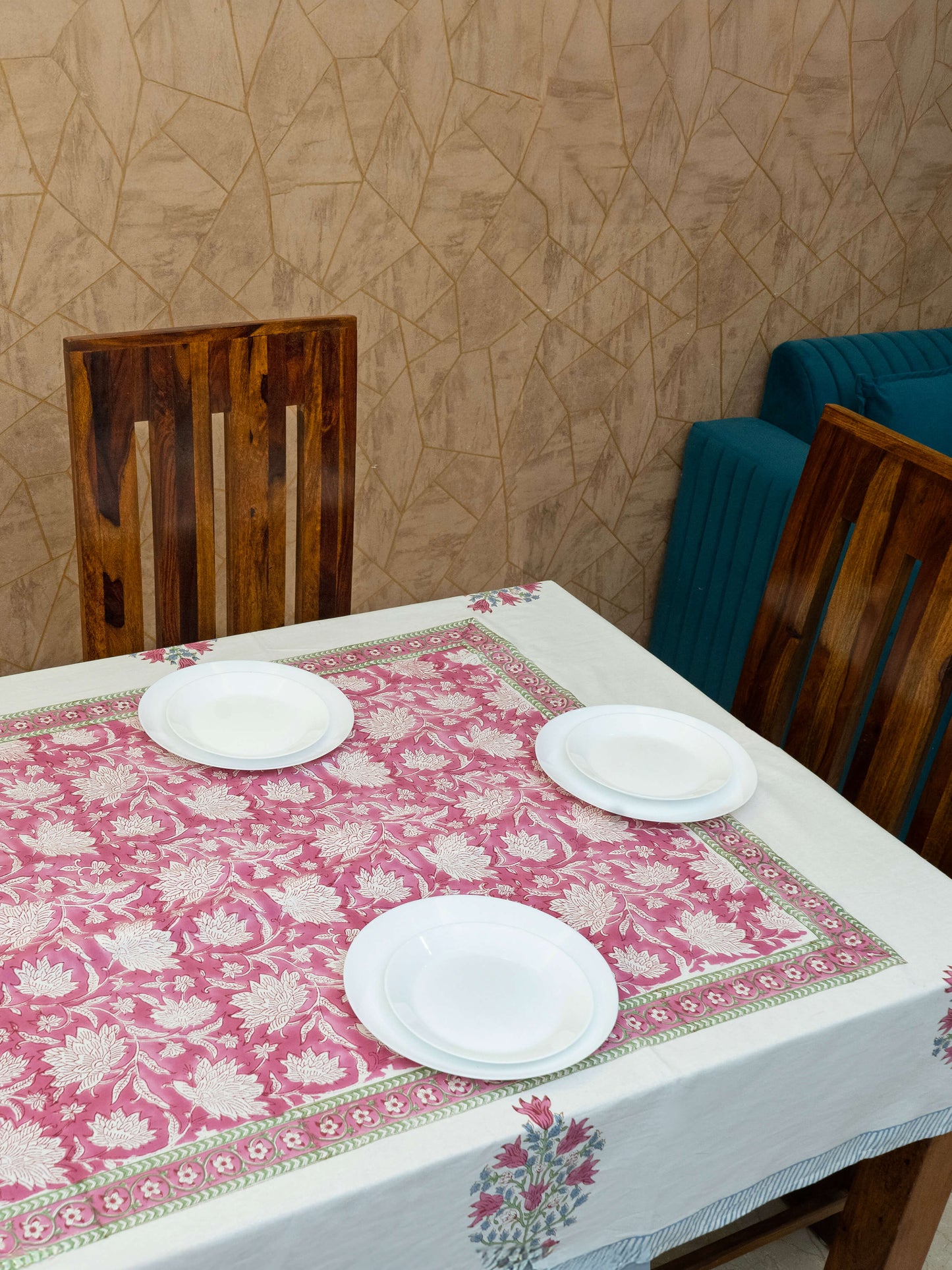 Hunar Bagh Collection - Hand Block Printed Canvas Table Cover – 60x90 inches