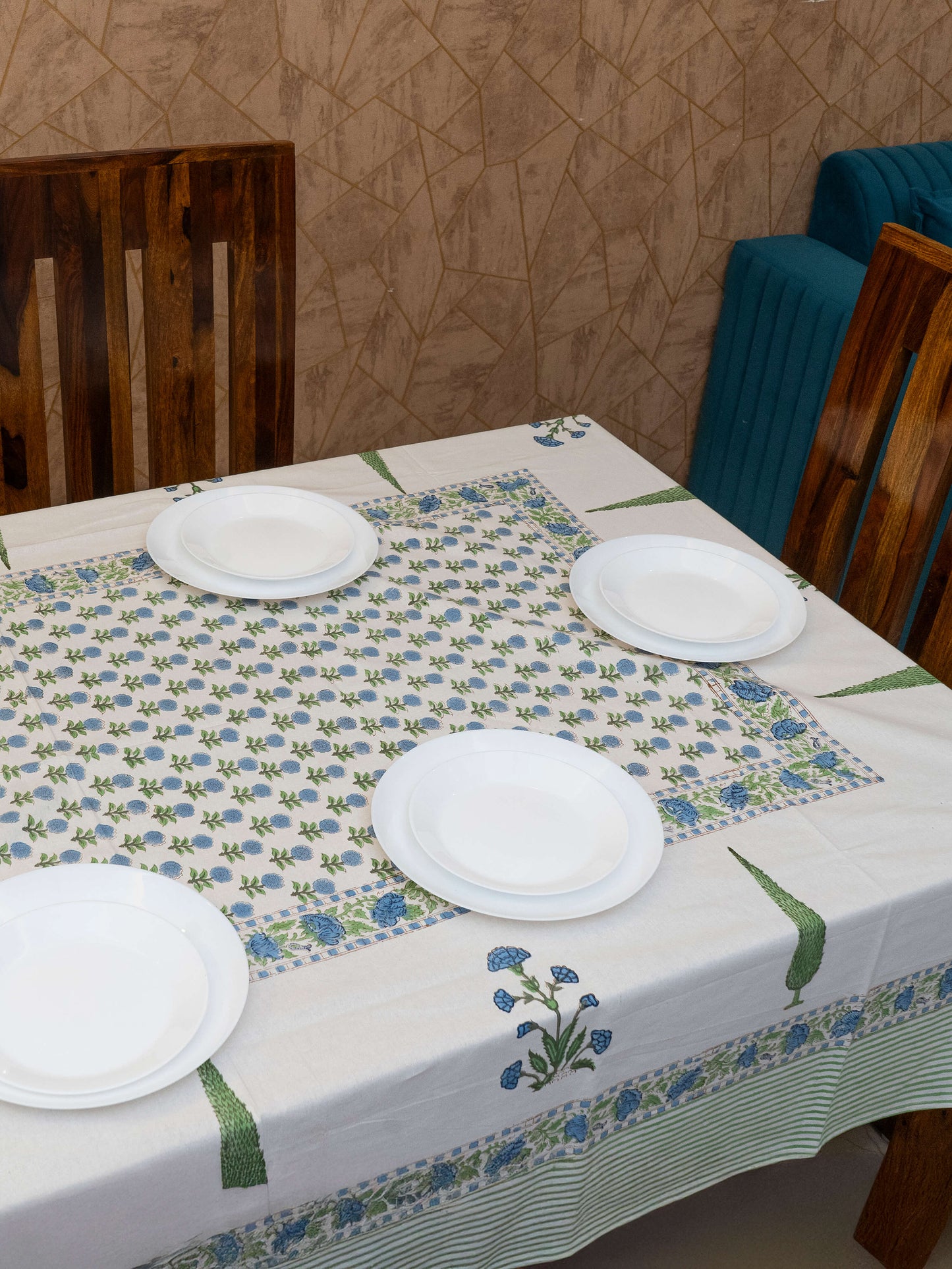 Hand Block Printed Canvas Table Cover – 60x90 inches