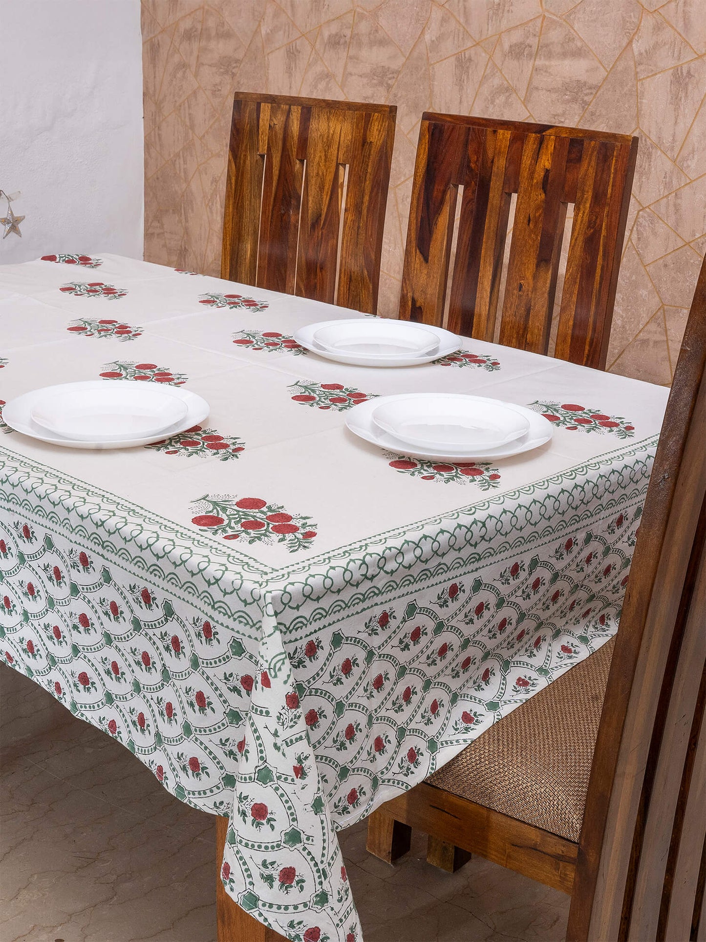 Anar Bagh Collection - Hand Block Printed Canvas Table Cover – 60x90 inches