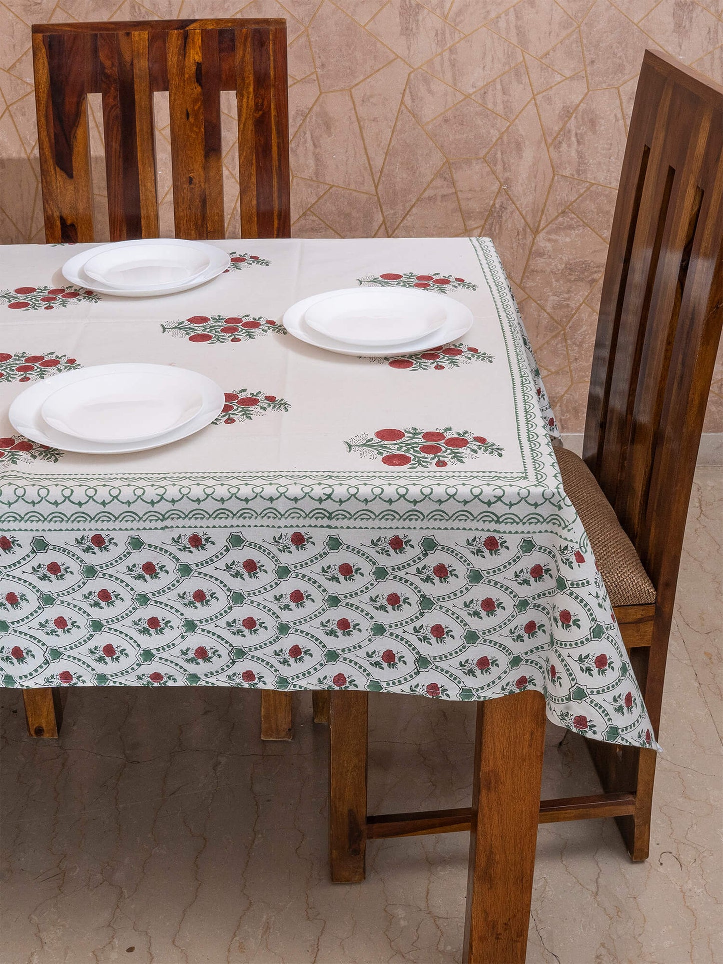 Anar Bagh Collection - Hand Block Printed Canvas Table Cover – 60x90 inches