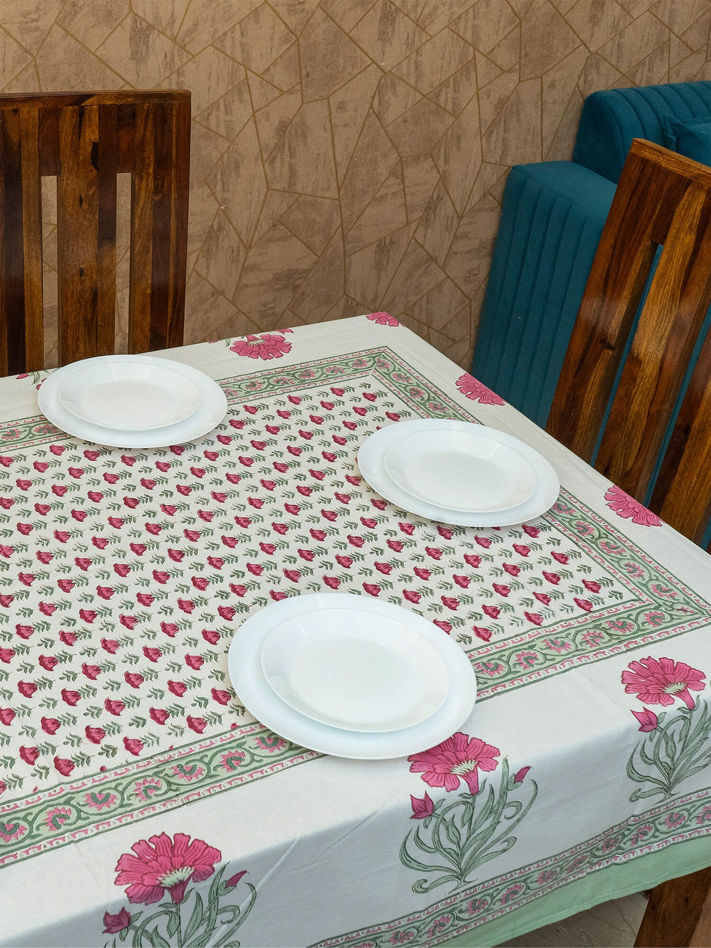 Hand Block Printed Canvas Table Cover – 60x90 inches