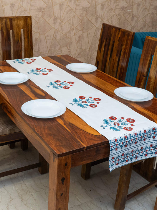 Hand Block Printed Canvas Table Runner – 13x72 inches