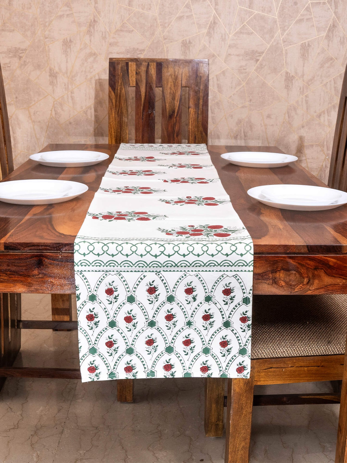 Anar Bagh Collection - Hand Block Printed Canvas Table Runner – 13x72 inches