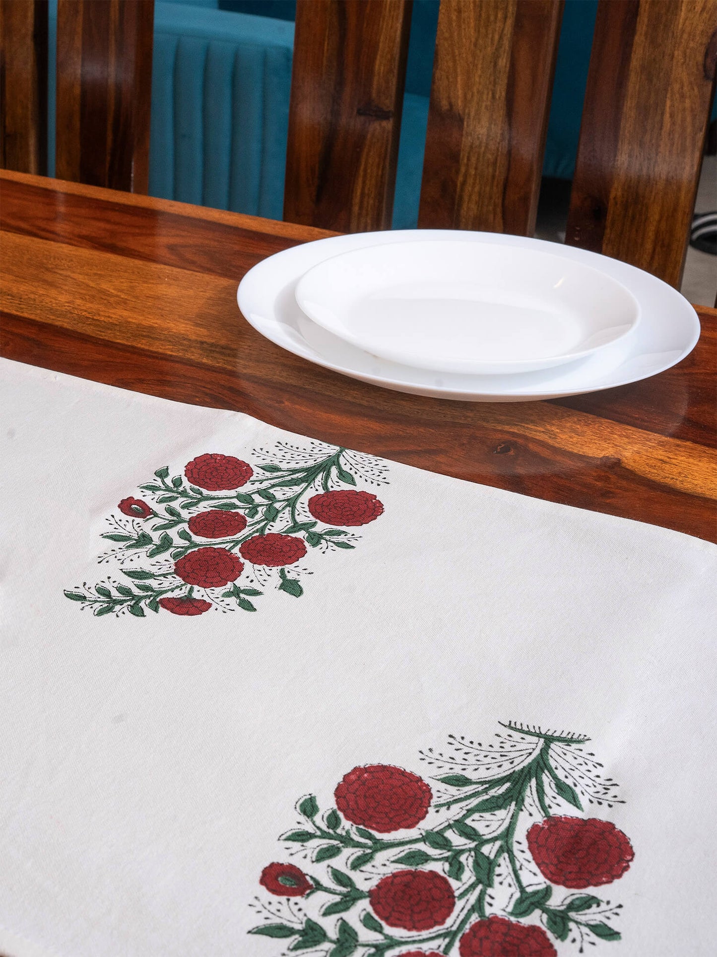 Anar Bagh Collection - Hand Block Printed Canvas Table Runner – 13x72 inches