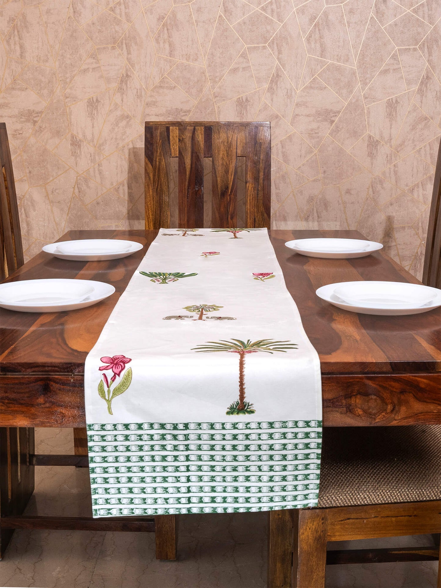 Shikar bagh Collection - Hand Block Printed Canvas Table Runner – 13x72 inches